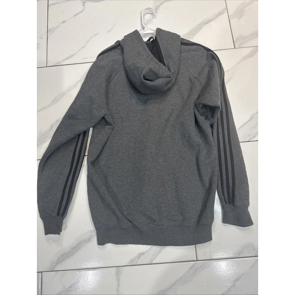 Adidas Hoodie Men's Medium Gray Cotton 90 % Polyester 10 % Pullover Sweatshirt